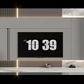 Modern Minimalist TV Background Wall Design With Gray Panel And Marble Accents And Strip Lighting