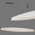 Modern White Elongated Chandeliers With Metallic Accents And Soft Suspended Lighting