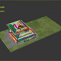 3D Residential House Model With Green Lawn And White Roof Architectural Design