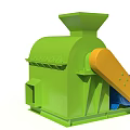 Heavy Duty Industrial Processing Equipment with Green Body Blue Motor Orange Conveyor and Feeding Hopper