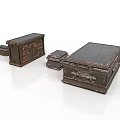 Set Of Two Handcrafted Wooden Storage Boxes With Intricate Carved Decorations