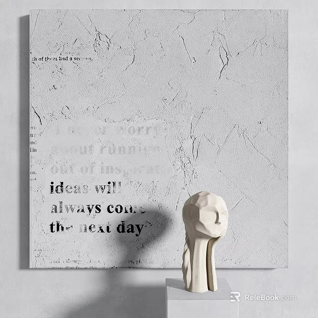 Creative Ideas Text Art With White Sculpture On Textured Wall Decor 3d model 