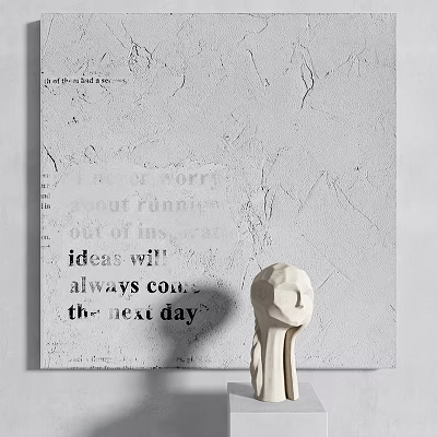 Creative Ideas Text Art With White Sculpture On Textured Wall Decor 3d model