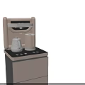 Gold And Black Standing Water Dispensers With Transparent Cups And Control Panel