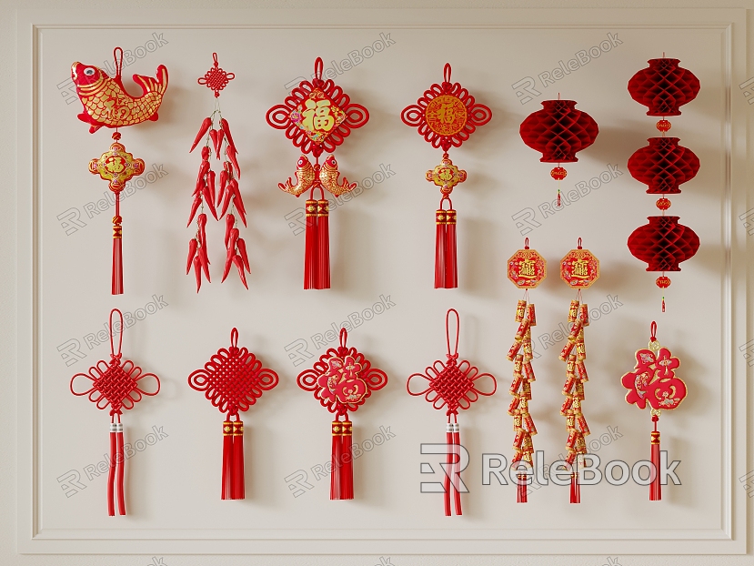 Chinese Spring Festival Lantern Pendant Chinese Knot model