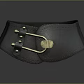 Classic Leather Belt Buckle With Metal Clasp Rivets And Stitch Detail