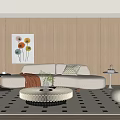 Modern Sofa Coffee Table Combination Curved Sofa Coffee Table Single Chair Combination 3d model