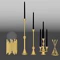 Elegant Golden Candle Holders With Black Candles And Modern Decorative Design