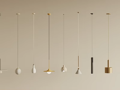 Modern Hanging Pendant Lights With Different Shapes And Gold White Black Colors 3d model