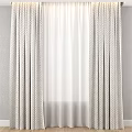 Modern Window Curtains With Patterned Panels And Sheer White Liner For Home Decor 3d model