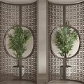 New Chinese-style screen arc partition 3d model