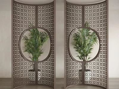 New Chinese-style screen arc partition 3d model