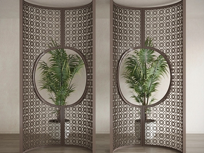 New Chinese-style screen arc partition 3d model