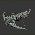Futuristic Silver Metallic Weapon With Advanced Bow Shaped Structural Mechanical Design 3d model