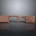 Detailed Architectural Bridge Model With Support Structures And Wooden Construction