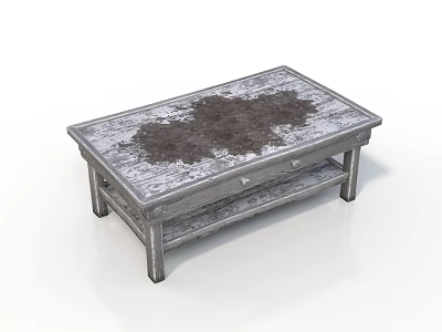 Vintage Wooden Coffee Table With Textured Surface Drawer And Rectangular Design 3d model