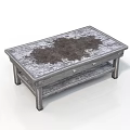Vintage Wooden Coffee Table With Textured Surface Drawer And Rectangular Design 3d model