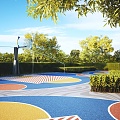 modern sports field sports ground court basketball court 3d model