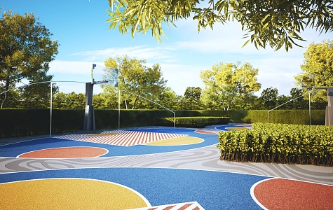 modern sports field sports ground court basketball court 3d model