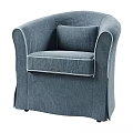 Comfortable Blue Fabric Single Sofa With Armrests And Decorative Cushion 3d model