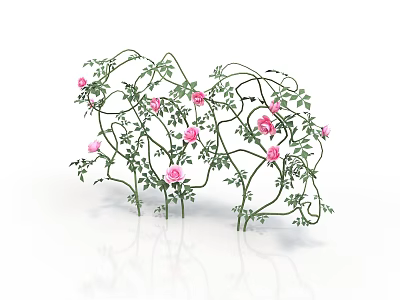 Animal Shaped Structure Crafted From Vines With Pink Flowers And Green Leaves 3d model
