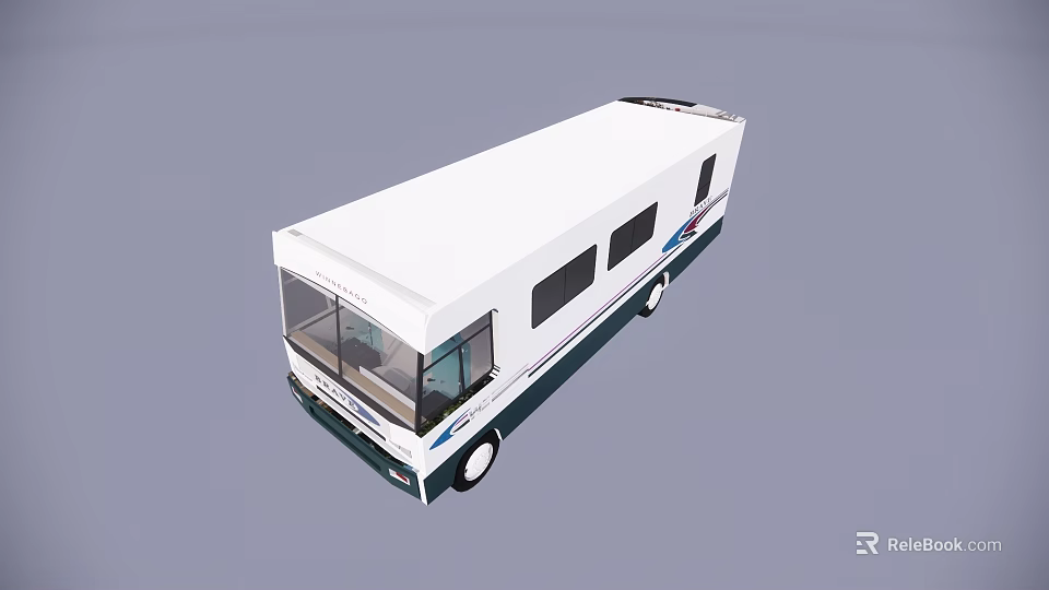 Modern White Bus Featuring Blue Accents And Sleek Exterior Design With Large Windows 3d model 