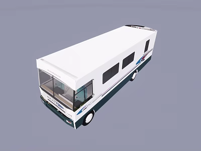 Modern White Bus Featuring Blue Accents And Sleek Exterior Design With Large Windows 3d model