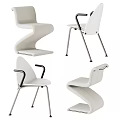 Modern Dining Chairs With Curved Upholstered Design And Sleek Metal Legs