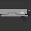 Futuristic Sci Fi Weapon With Silver Metallic Body Green Accent Line And Triangular Emblem 3d model