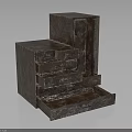 Modern Dark Brown Wooden Chest Of Drawers With Multiple Drawers And Open Compartment