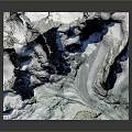 Snowy Mountain Landscape with Blue Rocky Peaks White Snow and Winding Path