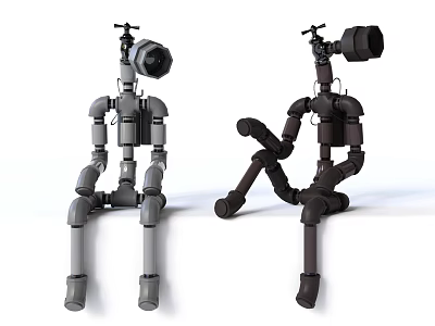 Smart Machines Mechanical Design In Sitting Posture With Dual Models And Metal Components 3d model
