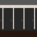 Multiple Black Hinged Doors Featuring Various Panel Designs in Interior Space