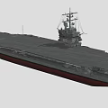 Large Military Aircraft Carrier Warship With Long Flight Deck And Tall Superstructure