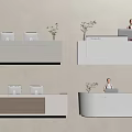 Modern Reception Desk Different Designs With Green Plants Computers And Receptionist 3d model