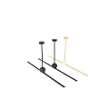 Modern Hanging Pendant Light with Long Linear White Strip and Black Spherical Ball