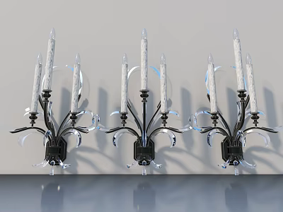 Sleek Swing Door With Black Metal Crystal Wall Lights On Reflective Floor 3d model
