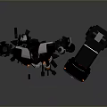 Black White Mechanical Robot With Transformable Pickup Truck And Orange Accents