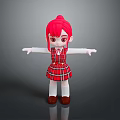 Cute Child With Red Hair Wearing Red Plaid Dress White Socks Brown Shoes Arms Outstretched