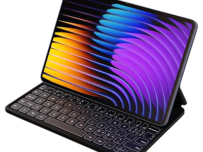 Portable Tablet With Detachable Keyboard And Vibrant Colorful Wave Pattern Touch Screen 3d model