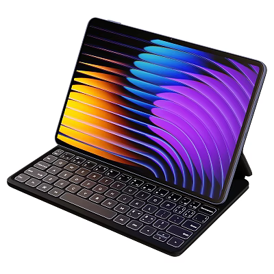 Portable Tablet With Detachable Keyboard And Vibrant Colorful Wave Pattern Touch Screen 3d model