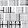 Different Glass Partition Design Patterns With Grid And Panel Layouts For Interiors 3d model