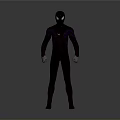 Spider-Man 3D Character Model In Purple And Red Suit Standing On Gray Background