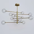Modern Brass Chandelier With Transparent Glass Globes Contemporary Lighting Fixture For Modern Interior Spaces