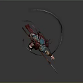 Female Warrior Character With Bird Creature Inspired Headdress And Spear Weapon