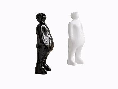 Black And White Minimalist Human Figurine Decorative Ornament Set For Home Decor 3d model