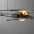 Modern Planet Moon Chandelier With Hanging Rings And Luminous Moon Design