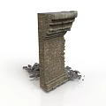 Detailed Modern Scene Featuring Broken Brick Pillar And Scattered Debris 3d model