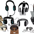 Various Over Ear Headphones With Different Colors And Wireless Designs On 3d model