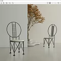 Single Chair with Black Round Backrest Woven Light Cushion in Minimalist Setting with Autumn Tree